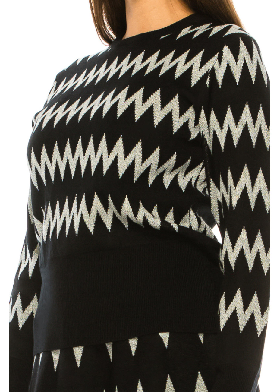Zigzag Geometric Pattern Round Neck Sweater